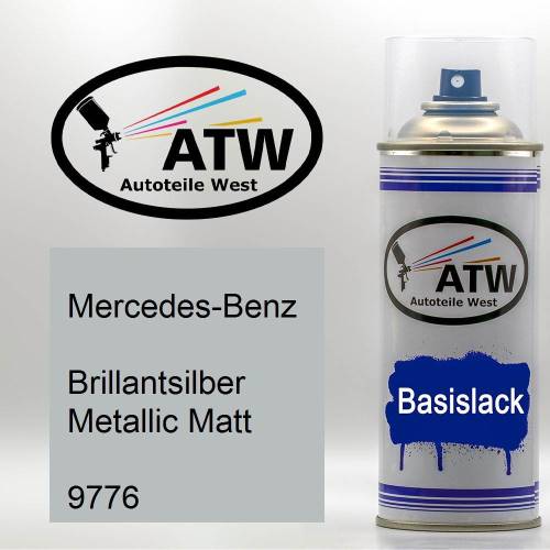 Mercedes-Benz, Brillantsilber Metallic Matt, 9776: 400ml Sprühdose, von ATW Autoteile West.